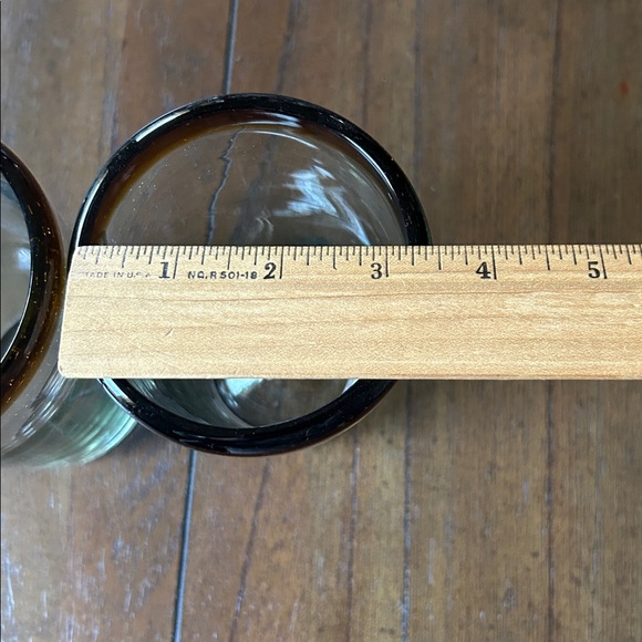Pair (2) Amber Rim Mexican Hand Blown Recycled Glass 20 ounce Iced Tea Glasses - Picture 7 of 7